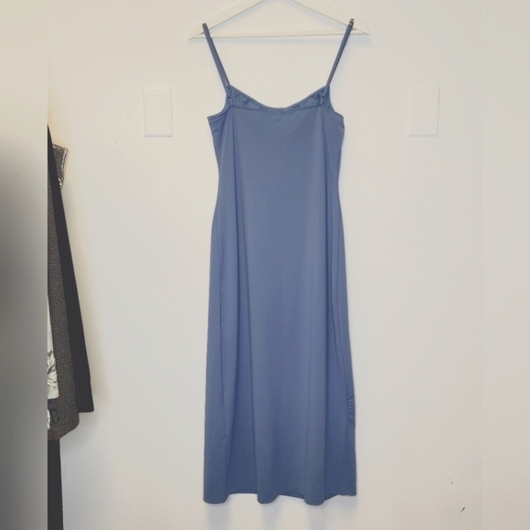 We Wore What From Danielle Burnstein Midi Slip Dress In Stonewash Blue Size L - Picture 7 of 16